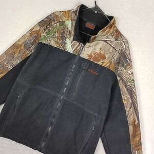 Habit Fleece Jacket Mens XL Black Camo Full Zip‎ Outdoors Gorpcore Hiking Rugged